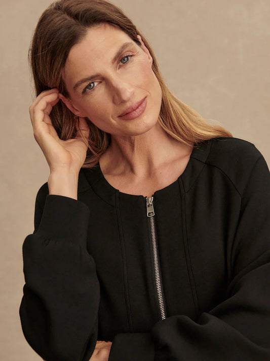 Varley Augusta Zip Through Top, Black
