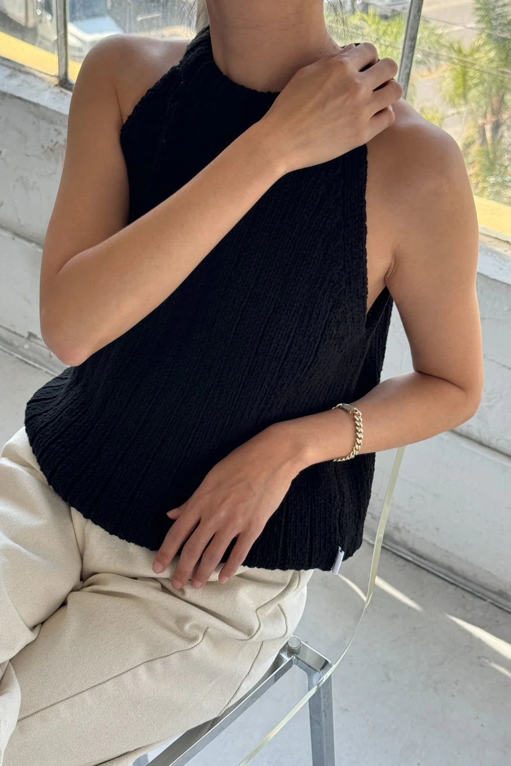 Le Bon Shoppe Claire Cotton Sweater Tank, Black