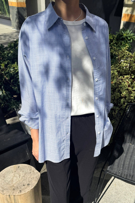 Le Bon Shoppe Light Weight Owen Shirt, Blue Pinstripe