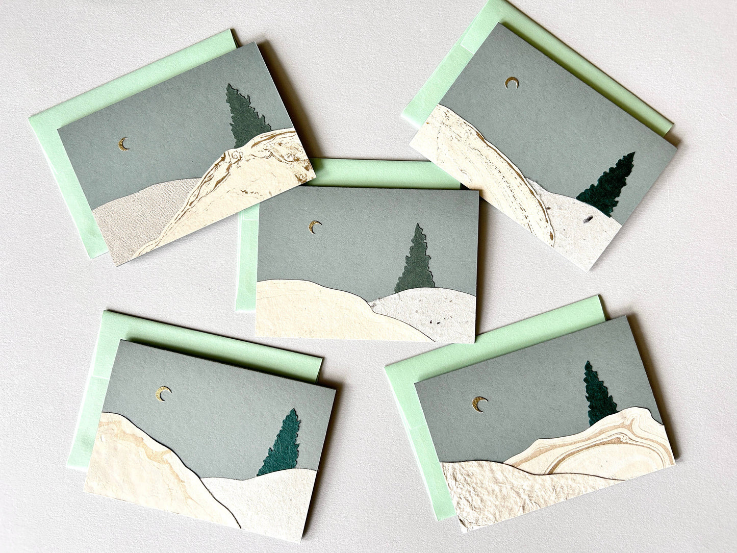 Runaway Press Winter Collage Card, Dusk Winter Pine