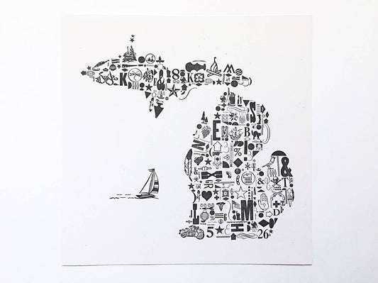 Runaway Press 12x12 Letterpress Print, Michigan