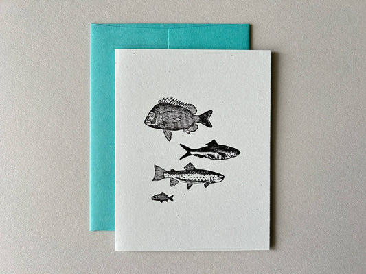 Runaway Press Letterpress Card, Nature Series: Fish, Trout, Bluegill