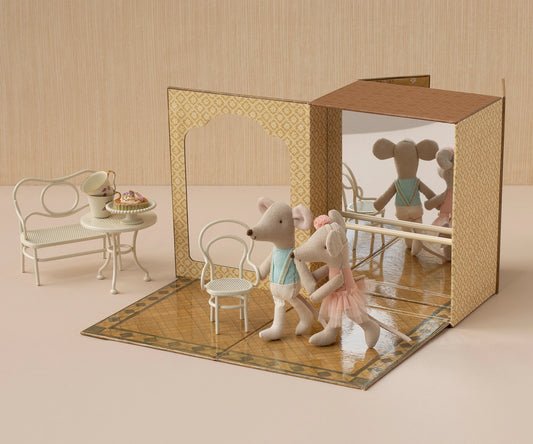 Maileg Ballet Mice in Dance Studio, Little Sister and Brother