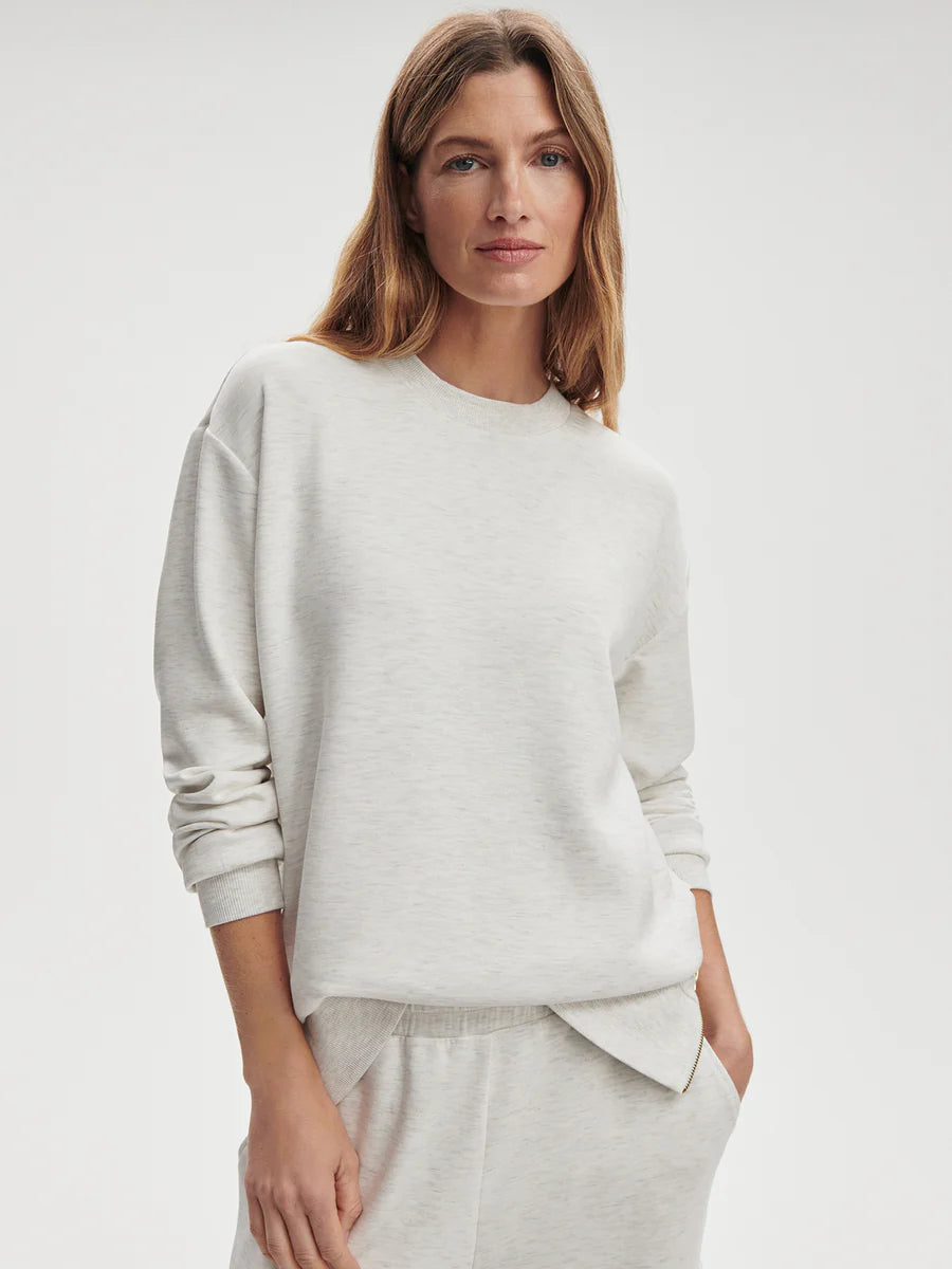 Varley Gabriella Sweat Top, Ivory Marl