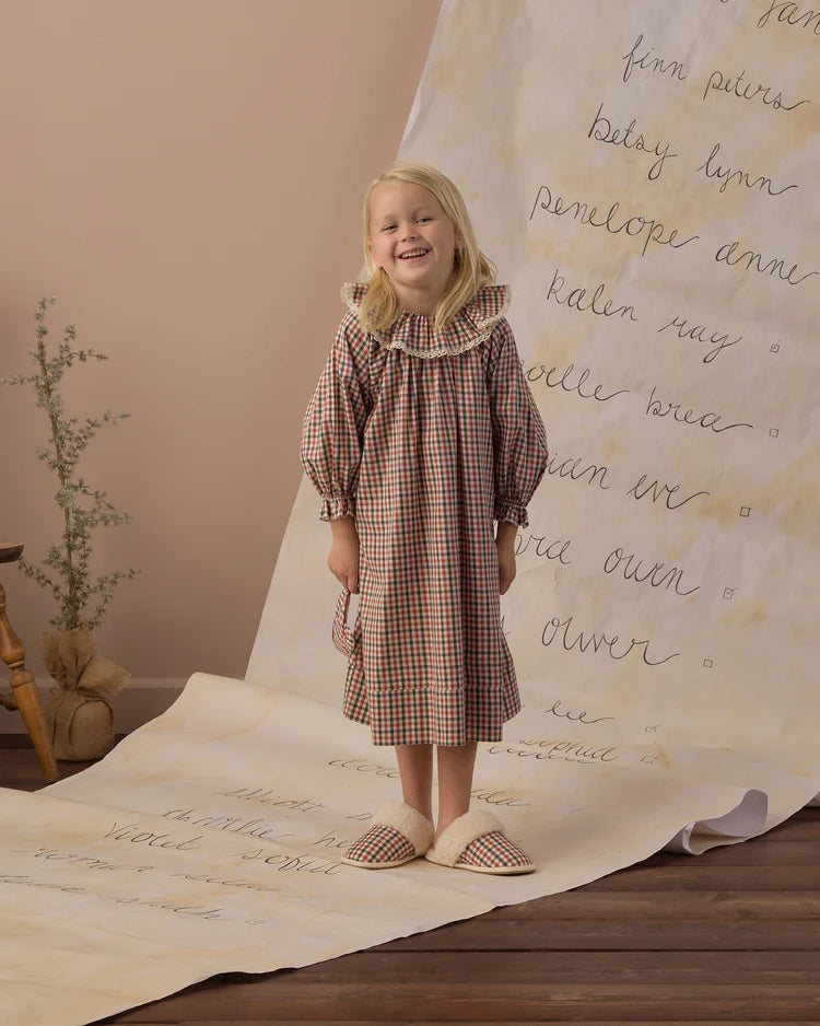 Rylee + Cru Girls Nightgown, Holiday Gingham/Natural