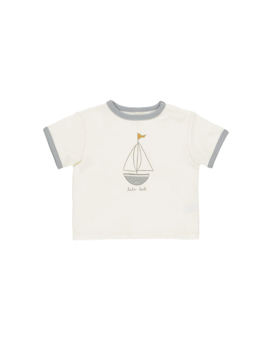 Quincy Mae Ringer Tee, Ivory/Boat