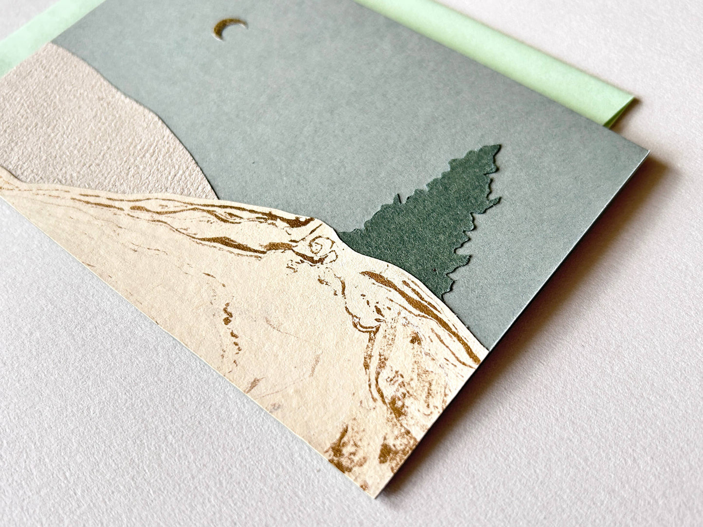 Runaway Press Winter Collage Card, Dusk Winter Pine