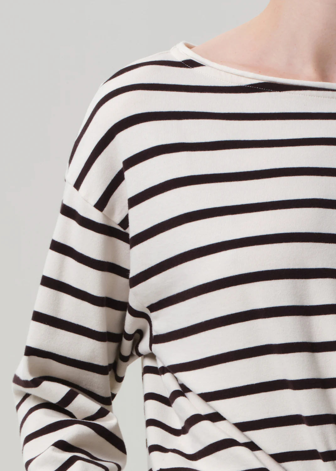 Citizens of Humanity Boat Neck Long Sleeve in Chocolate Stripe