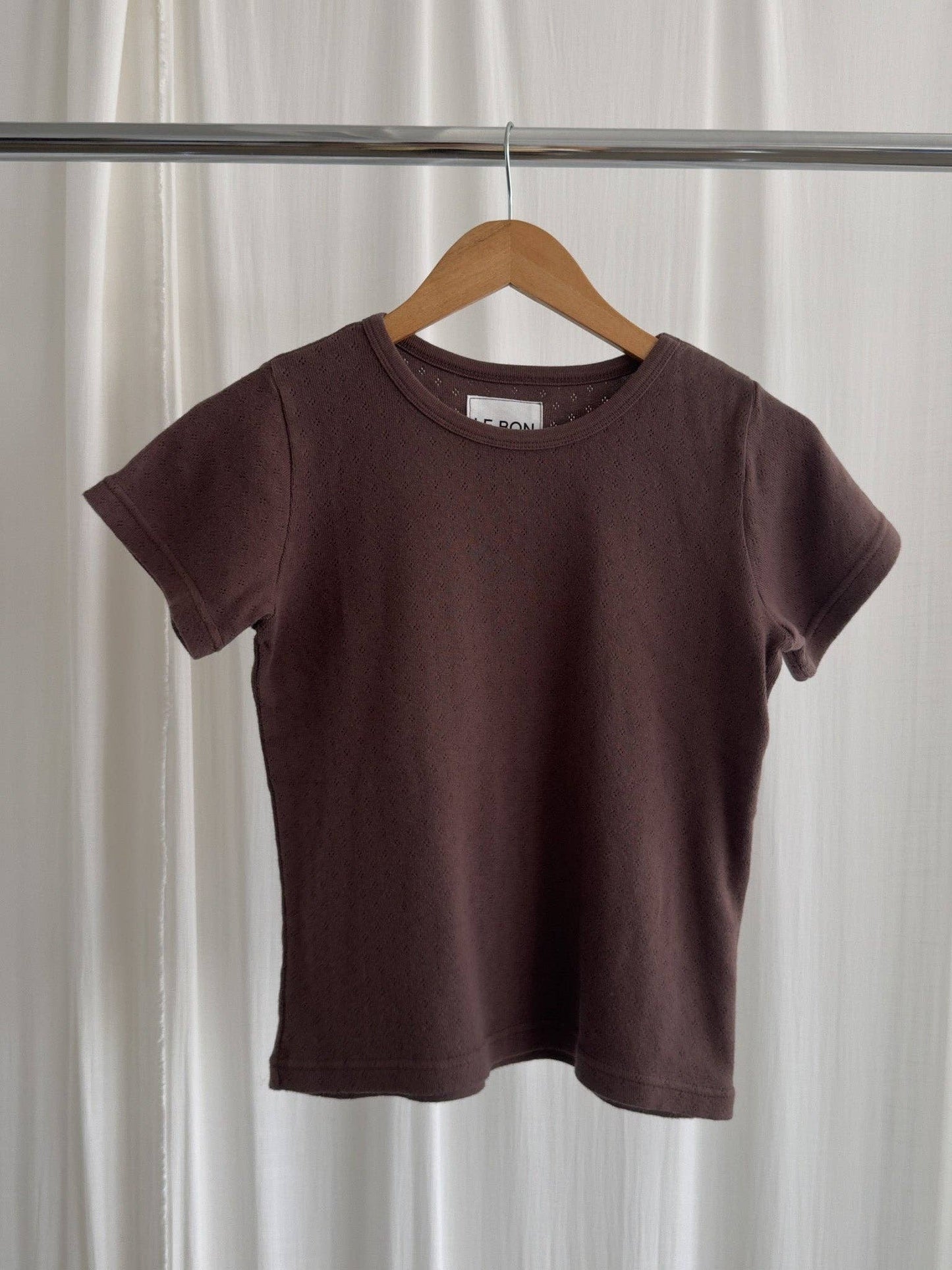 Le Bon Shoppe Pointelle Babe Tee, Chocolate