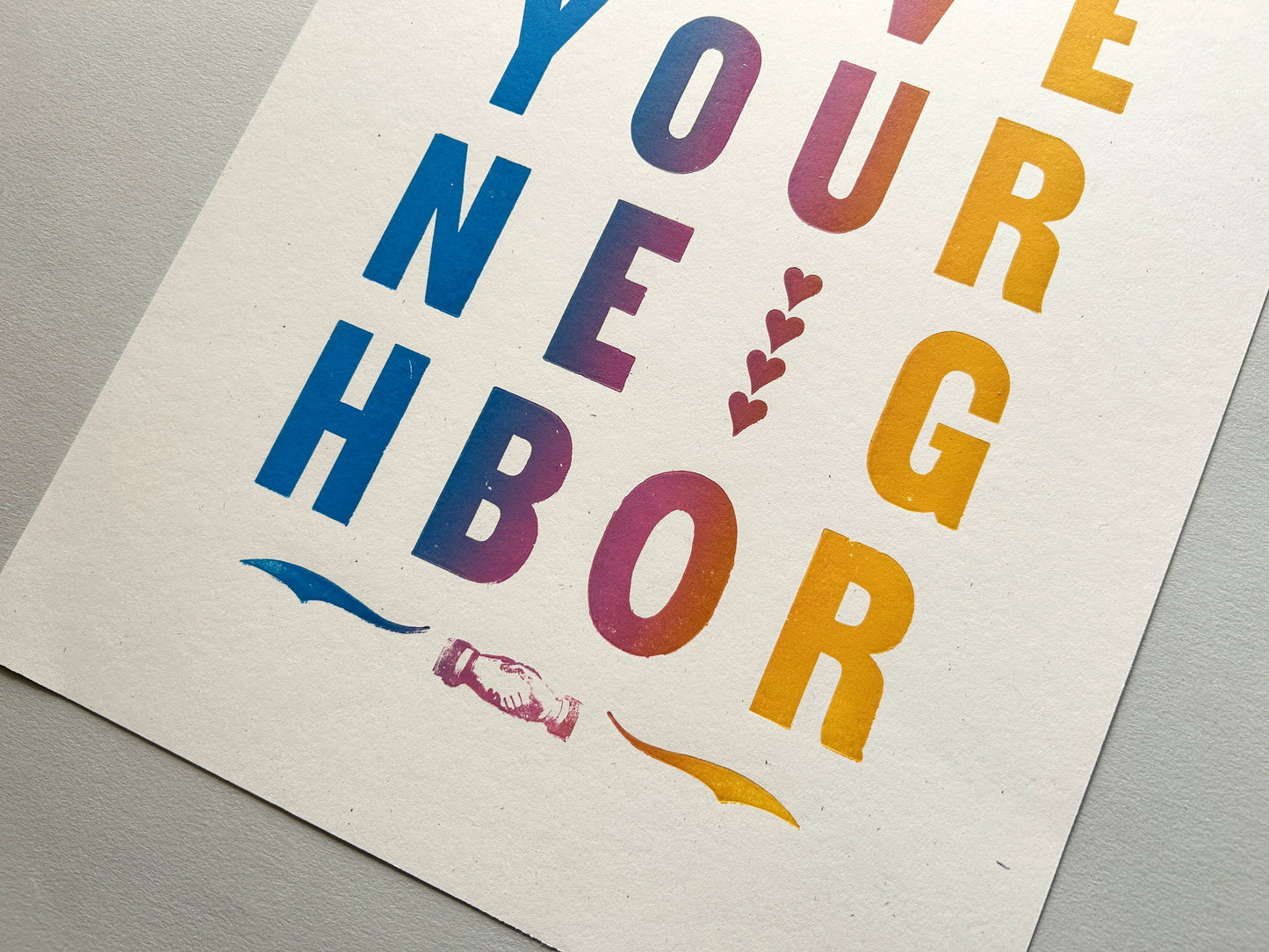 Runaway Press 11x14 Letterpress Print, Love Your Neighbor