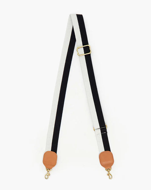 Clare V. Adjustable Crossbody Strap, Black & Cream Stripe