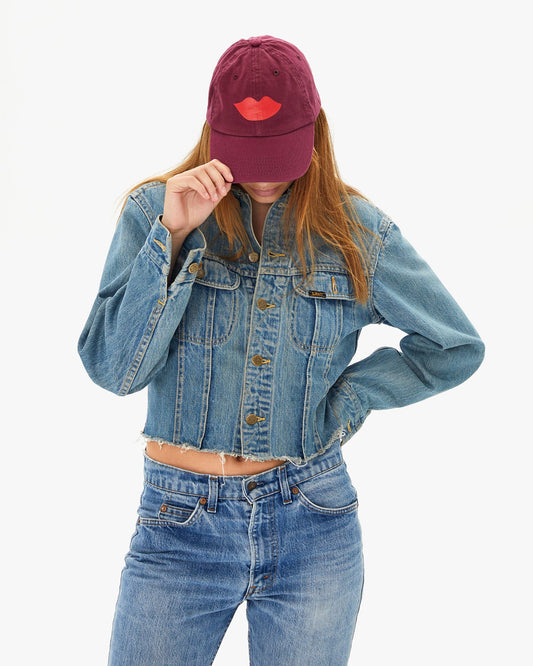 Clare V Baseball Hat Lips, Oxblood