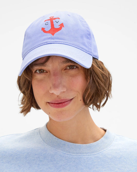 Clare V Baseball Hat, CV Anchor/Lilac