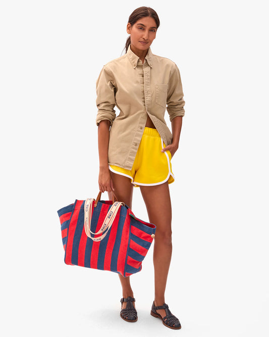 Clare V Beach Tote, Canvas Stripe