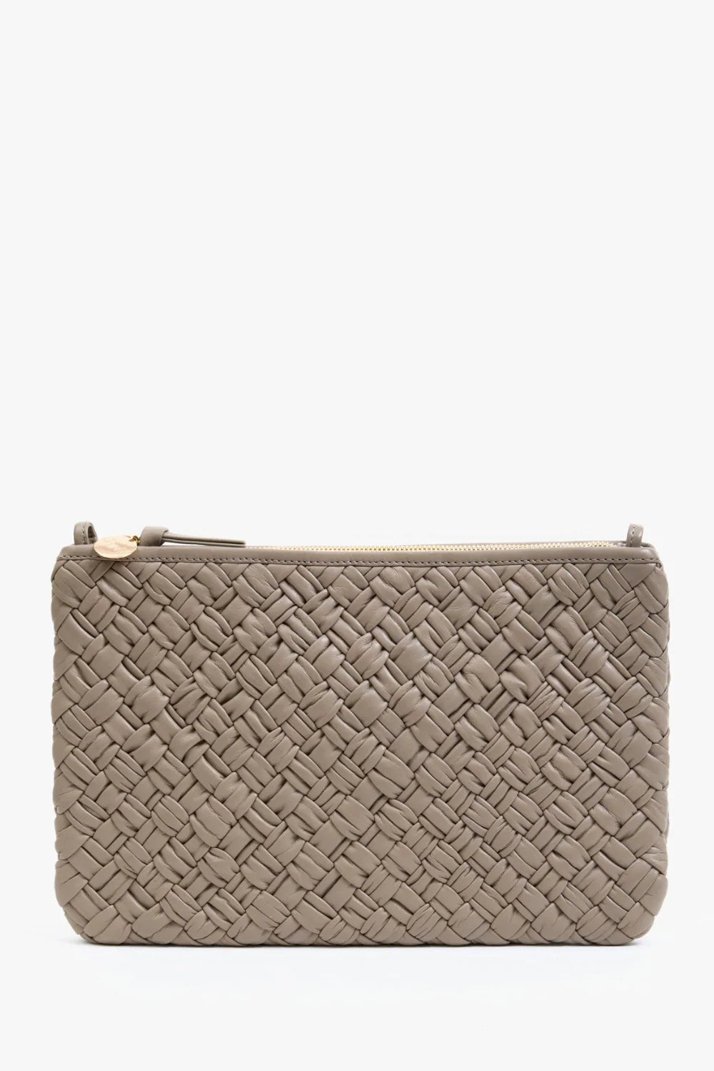 Clare V Flat Clutch Puffy Woven with Tabs, Dove Grey