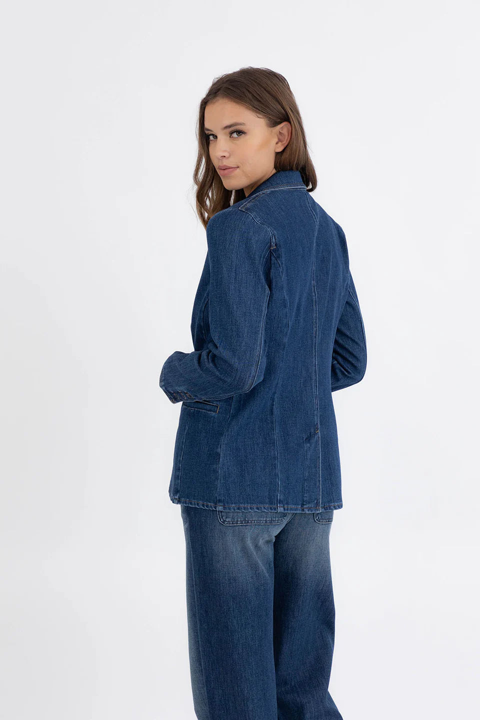 Level 99 Coco Denim Blazer - Brit Blue