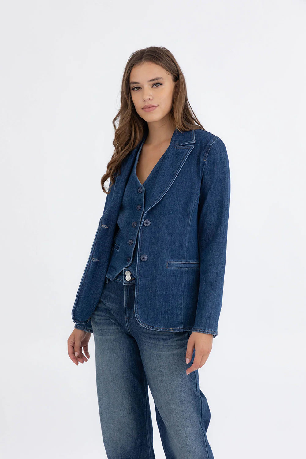 Level 99 Coco Denim Blazer - Brit Blue