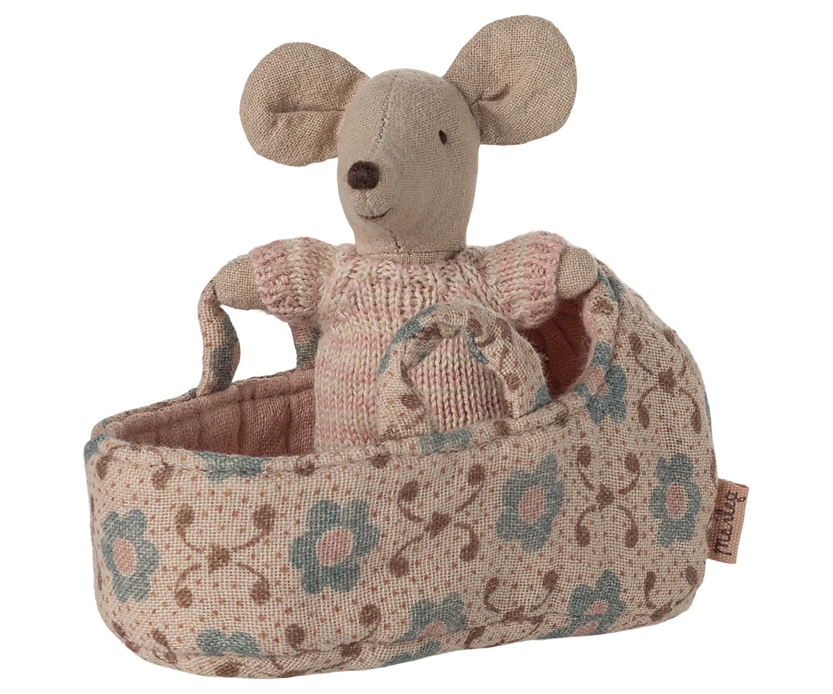 Maileg Baby Mouse in Carry Cot - Multiple Options