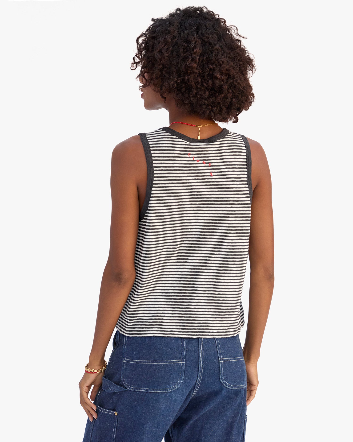 Camp Fit Tank - Cotton/Linen Mini Stripe