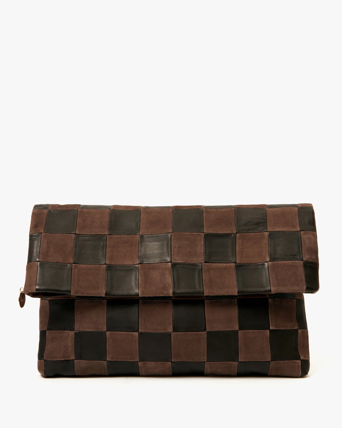 Clare V Carryall Clutch W/ Tabs, Black/Chocolate Checker
