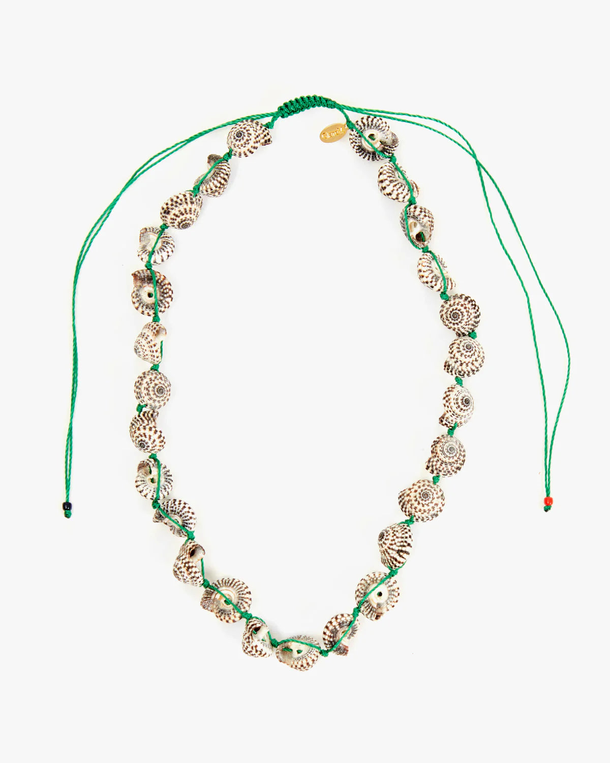 Clare V Checker Shell Necklace, Cream/Black
