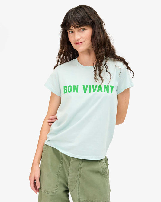 Clare V Classic Tee, Sky Blue W/ Grass Bon Vivant