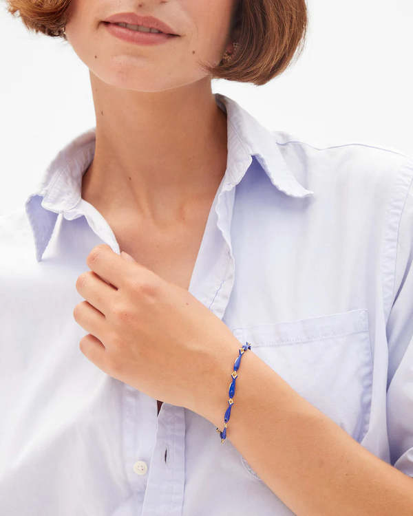 Clare V Enamel Sardine Bracelet, Cobalt
