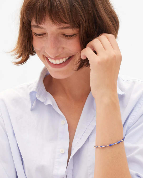 Clare V Enamel Sardine Bracelet, Cobalt