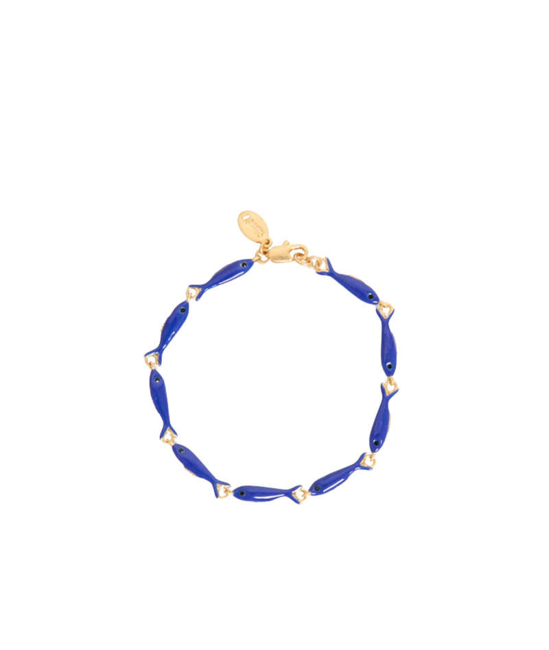 Clare V Enamel Sardine Bracelet, Cobalt