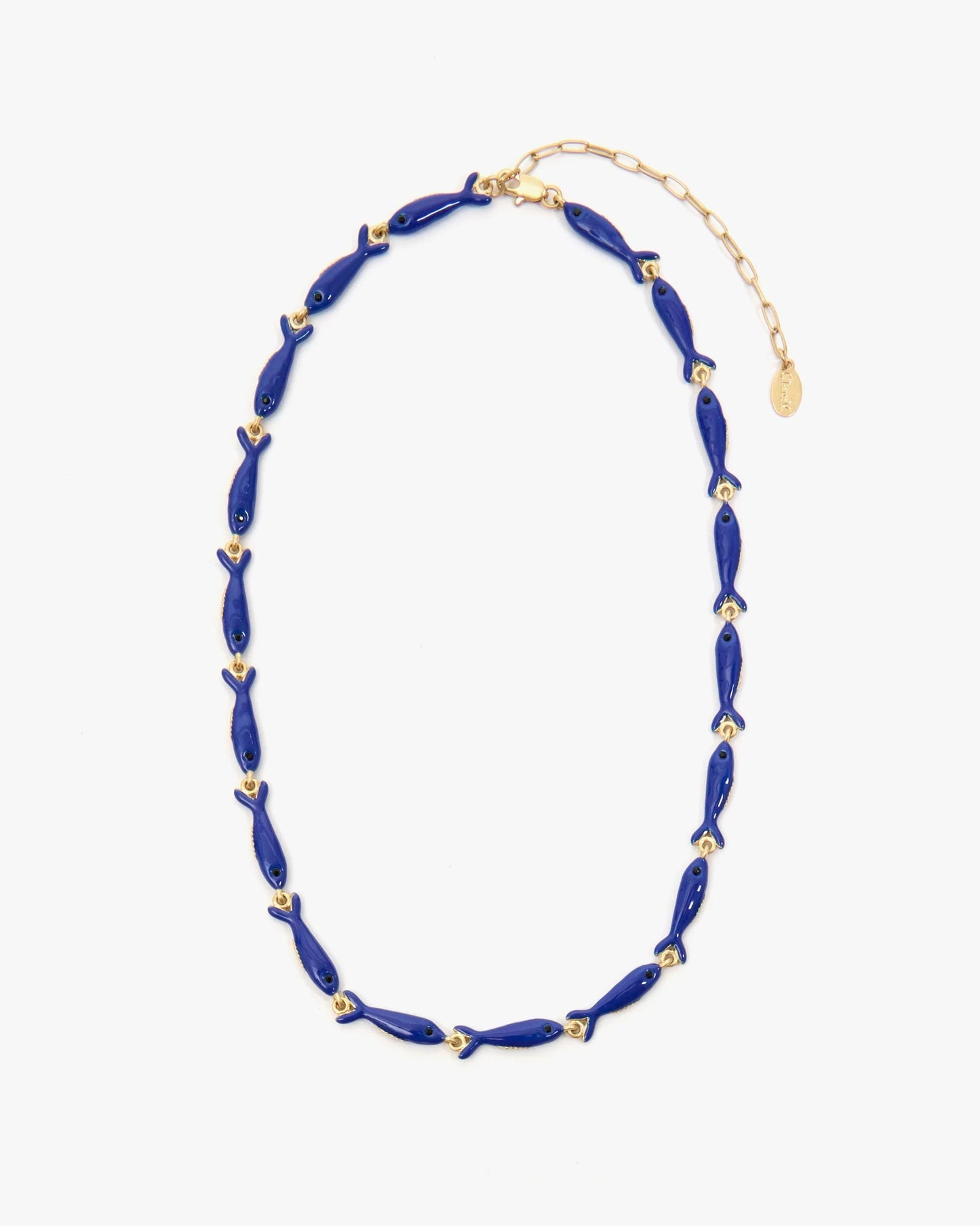 Clare V Enamel Sardine Necklace, Cobalt