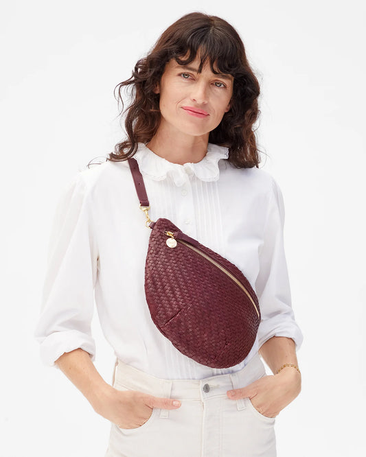 Clare V Grande Fanny Woven Zig Zag, Cassis
