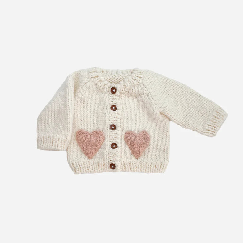 The Blueberry Hill Heart Cardigan, Blush
