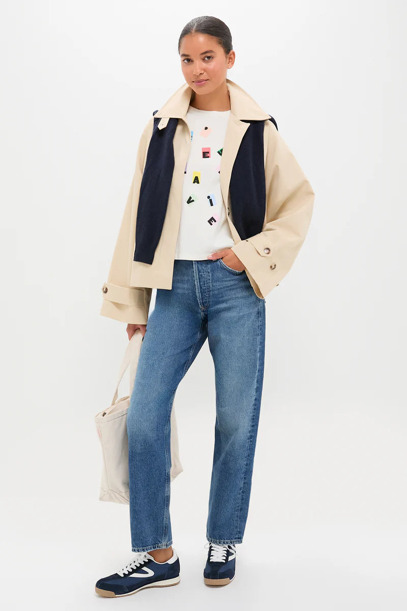 Clare V Classic Tee, C'est la Vie, Cream
