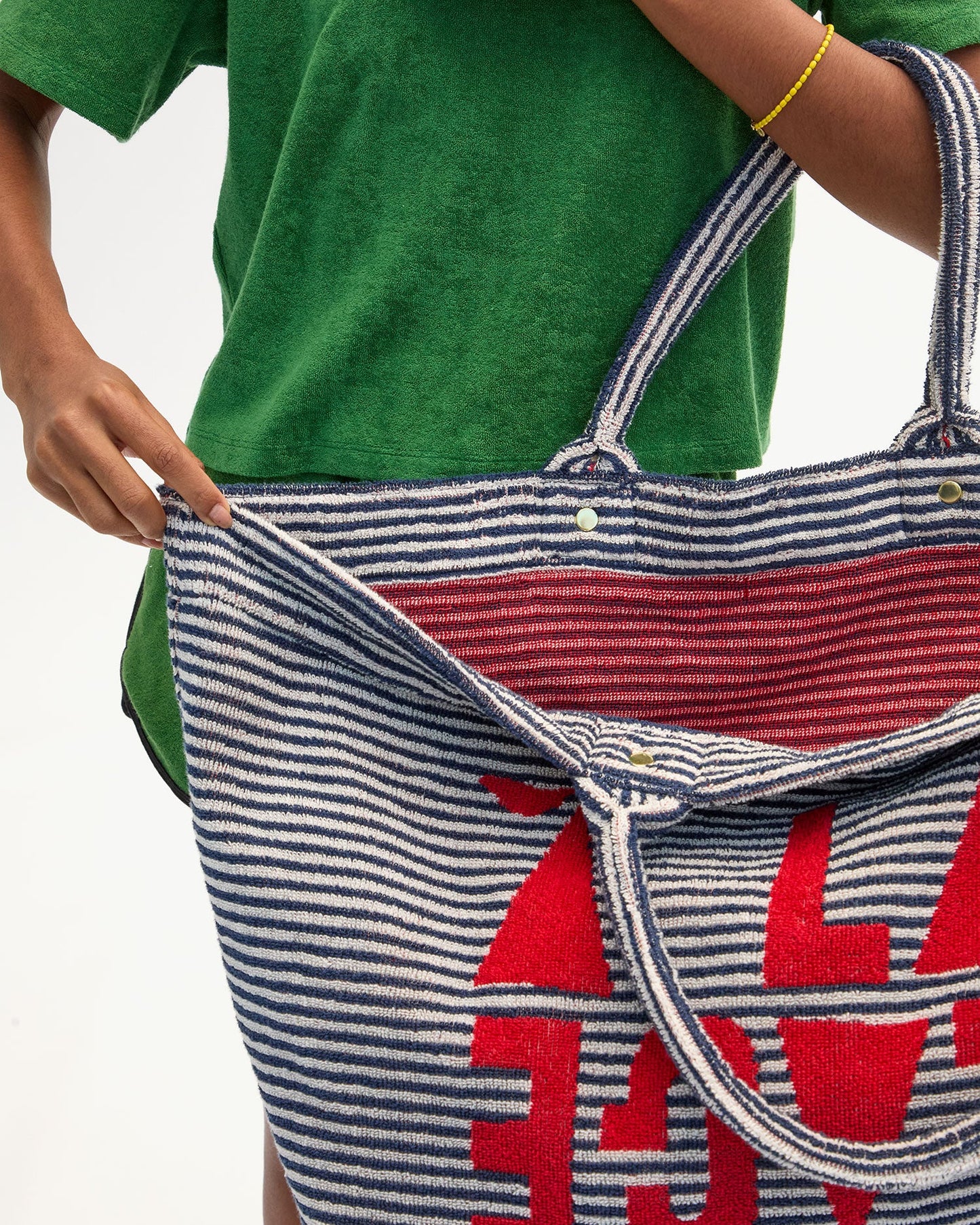 Clare V La Plage Tote, Terry Stripe Deep Dive/Cream