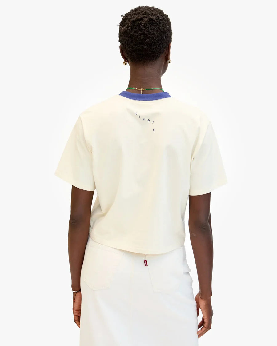 Clare V Le Carre Tee Block Ciao, Cream