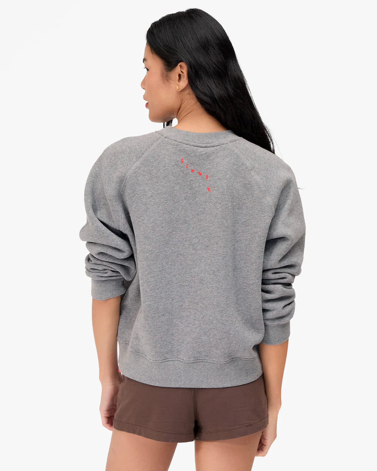 Clare V Le Court Sweatshirt Petit Chenille Anchor, Grey Melange