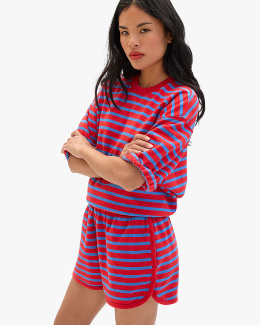 Short Sleeve Oversized Sweatshirt - Stripes