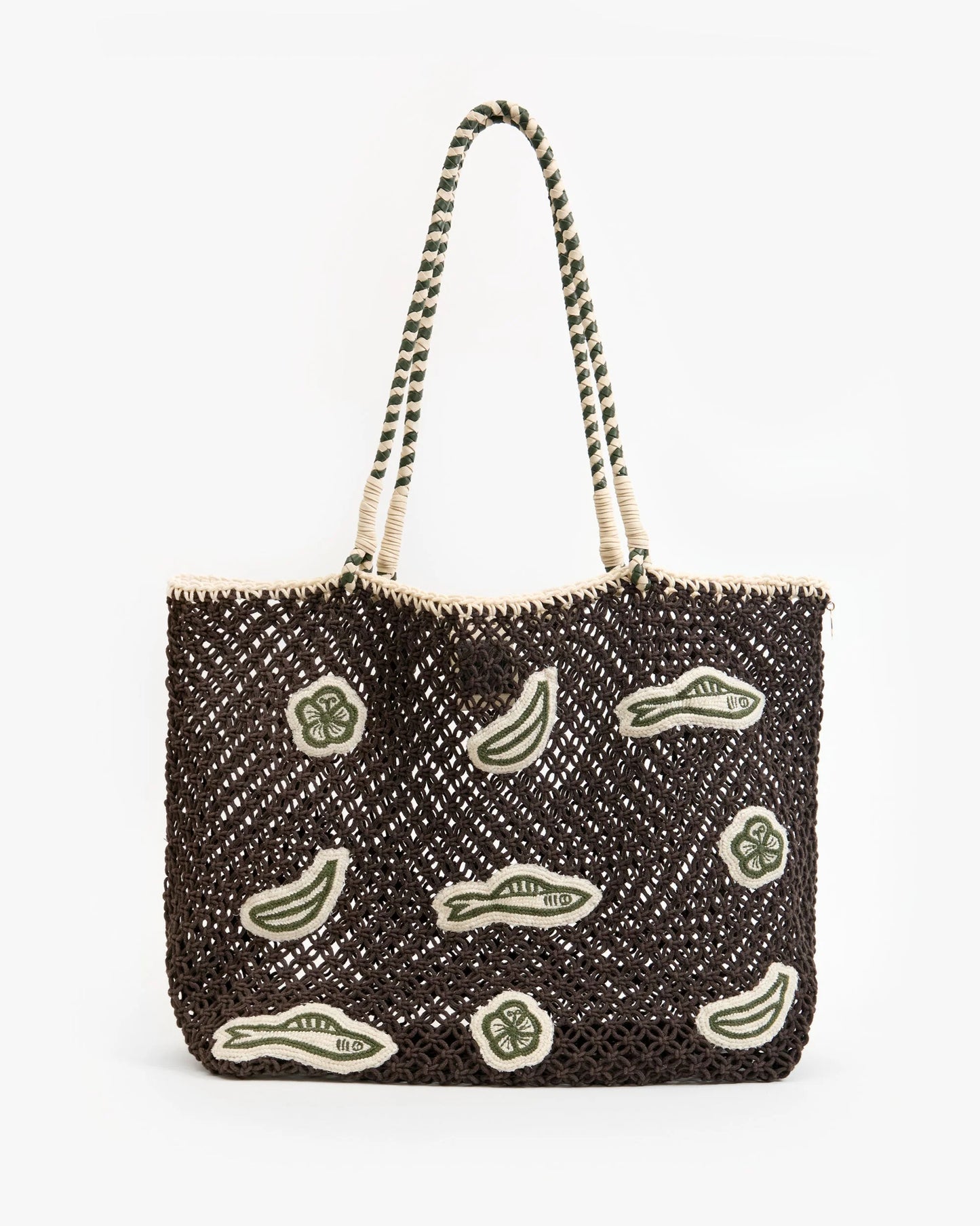 Clare V Lete Tote Multi Applique/Chocolate