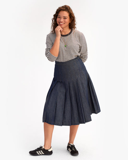 Long Sleeve Tee - Cotton/Linen Mini Stripe