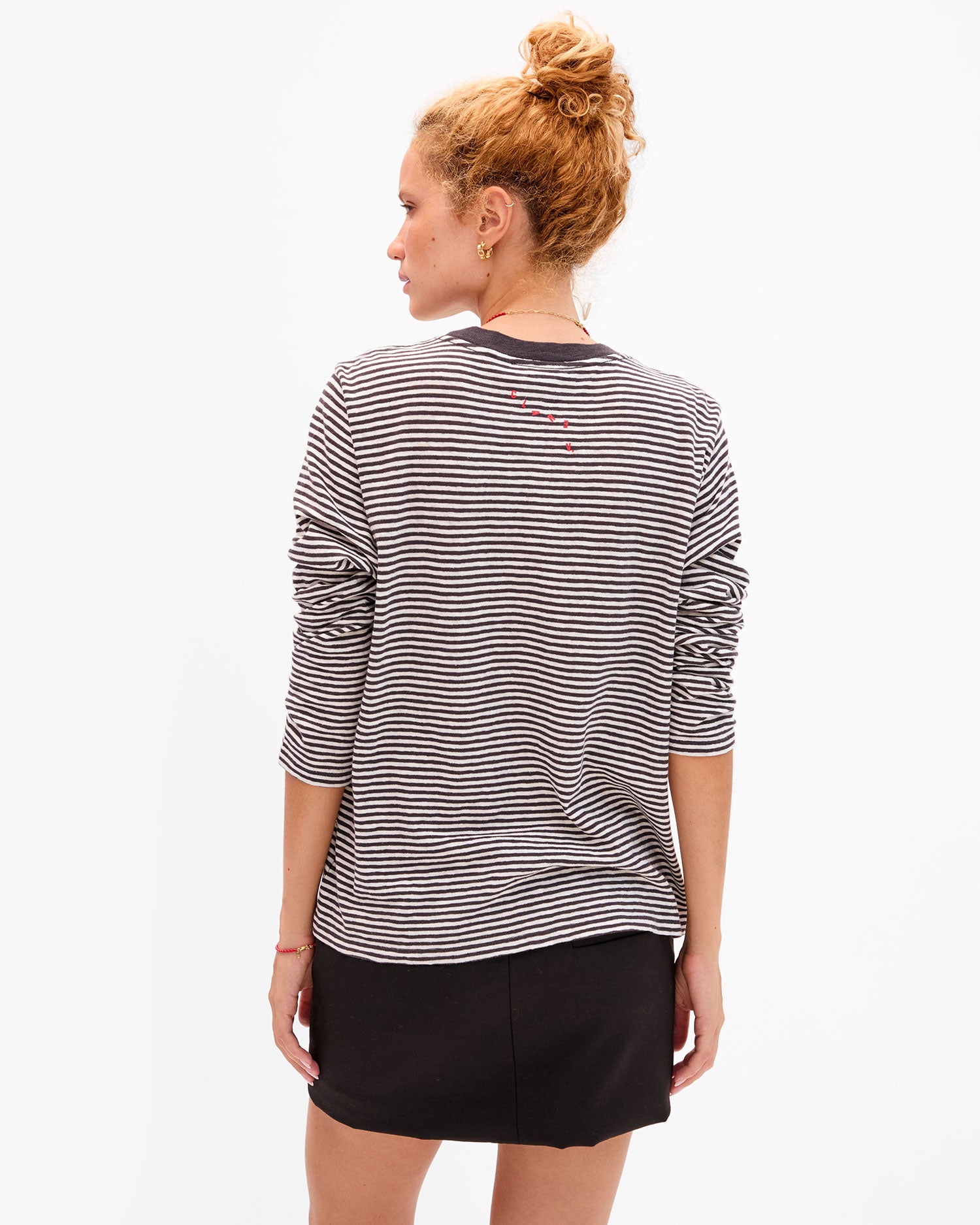 Long Sleeve Tee - Cotton/Linen Mini Stripe