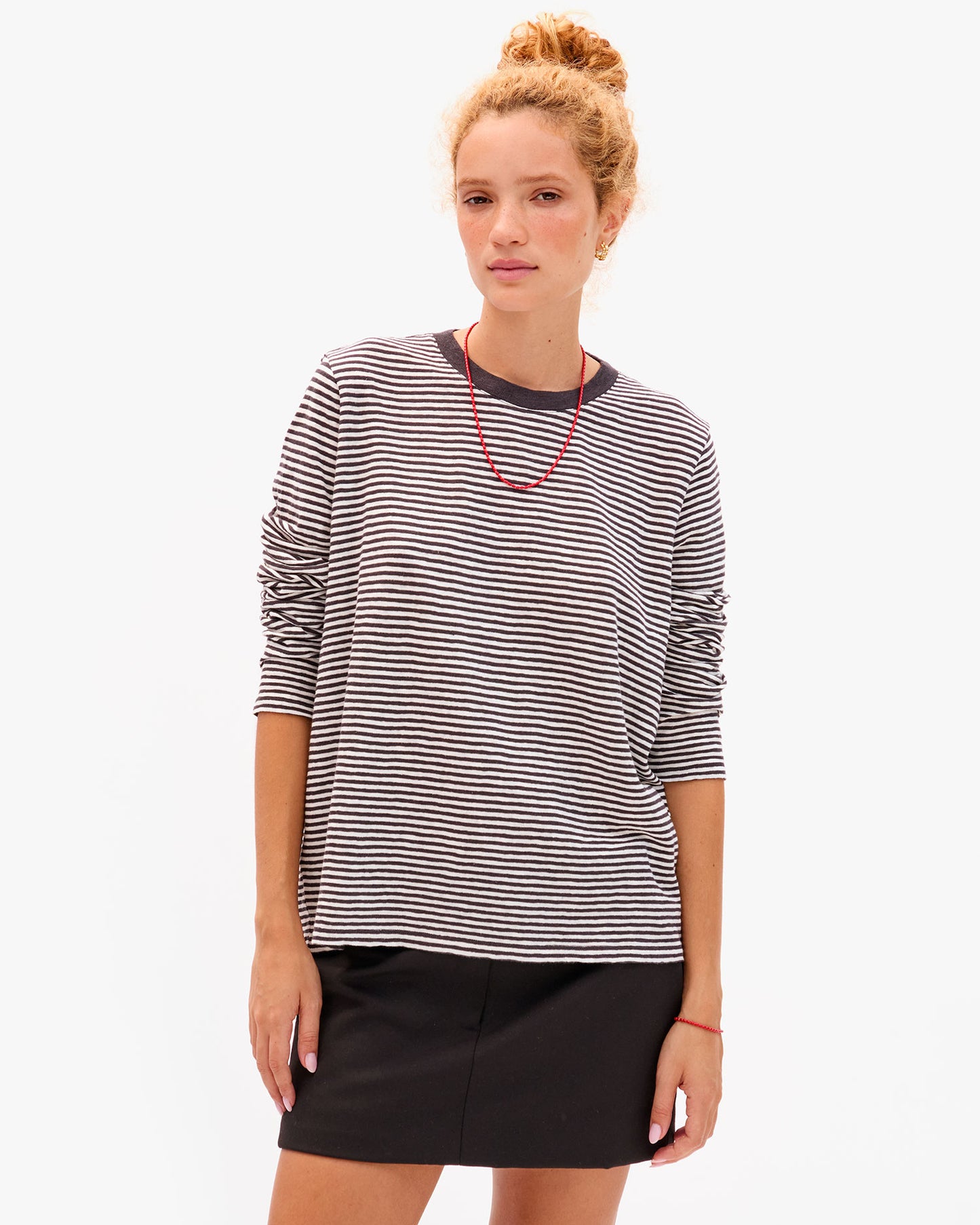 Long Sleeve Tee - Cotton/Linen Mini Stripe