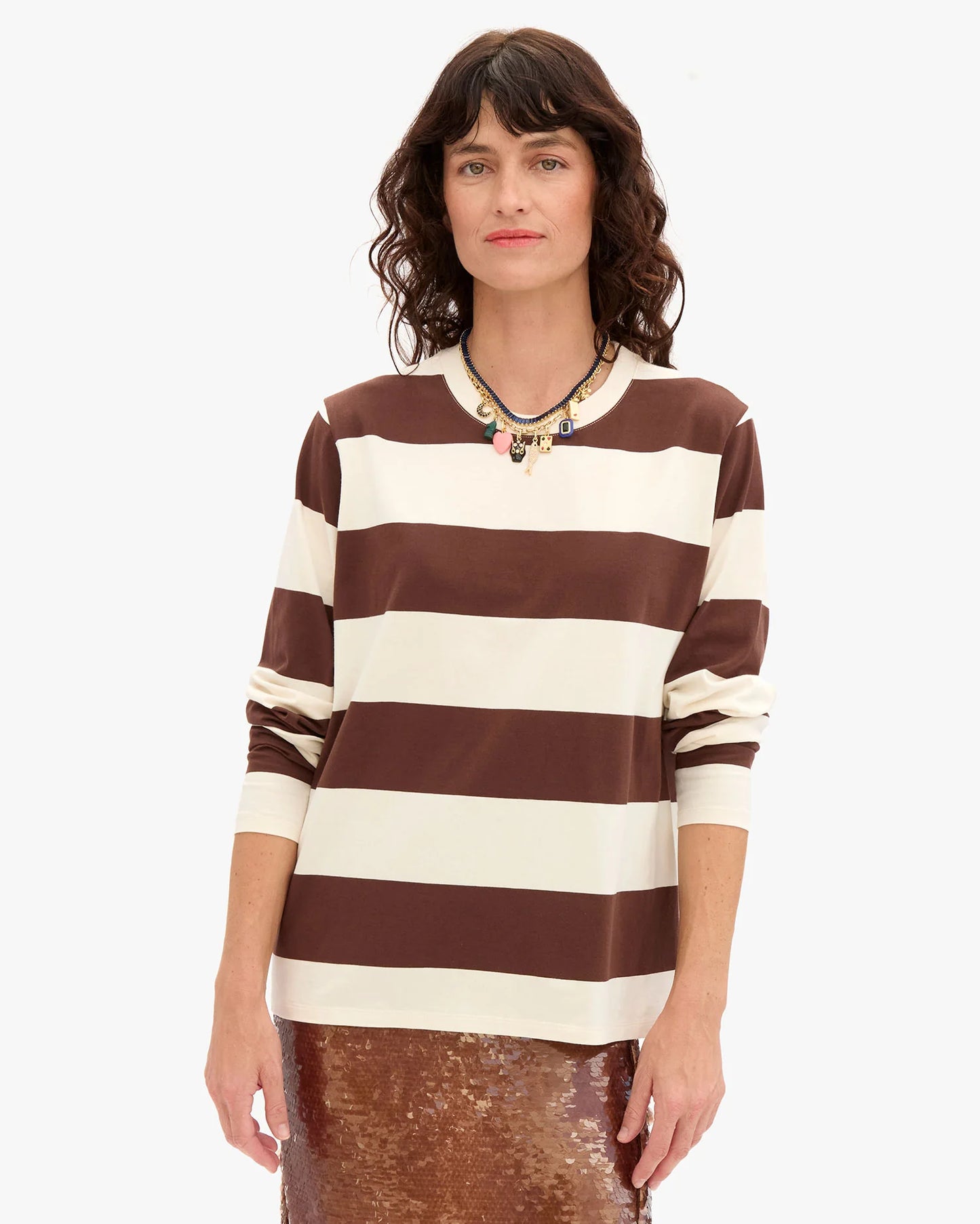 Clare V Long Sleeve Tee, Rugby Stripe