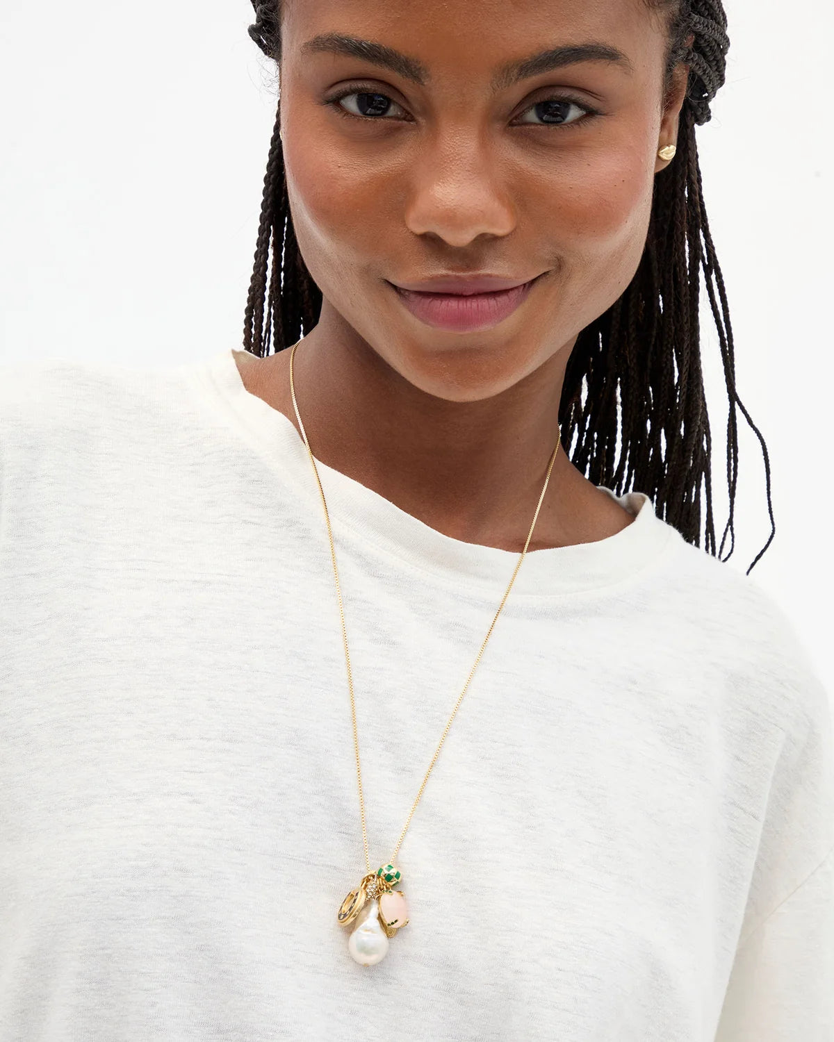 Clare V Margaux Charm Necklace, Multi
