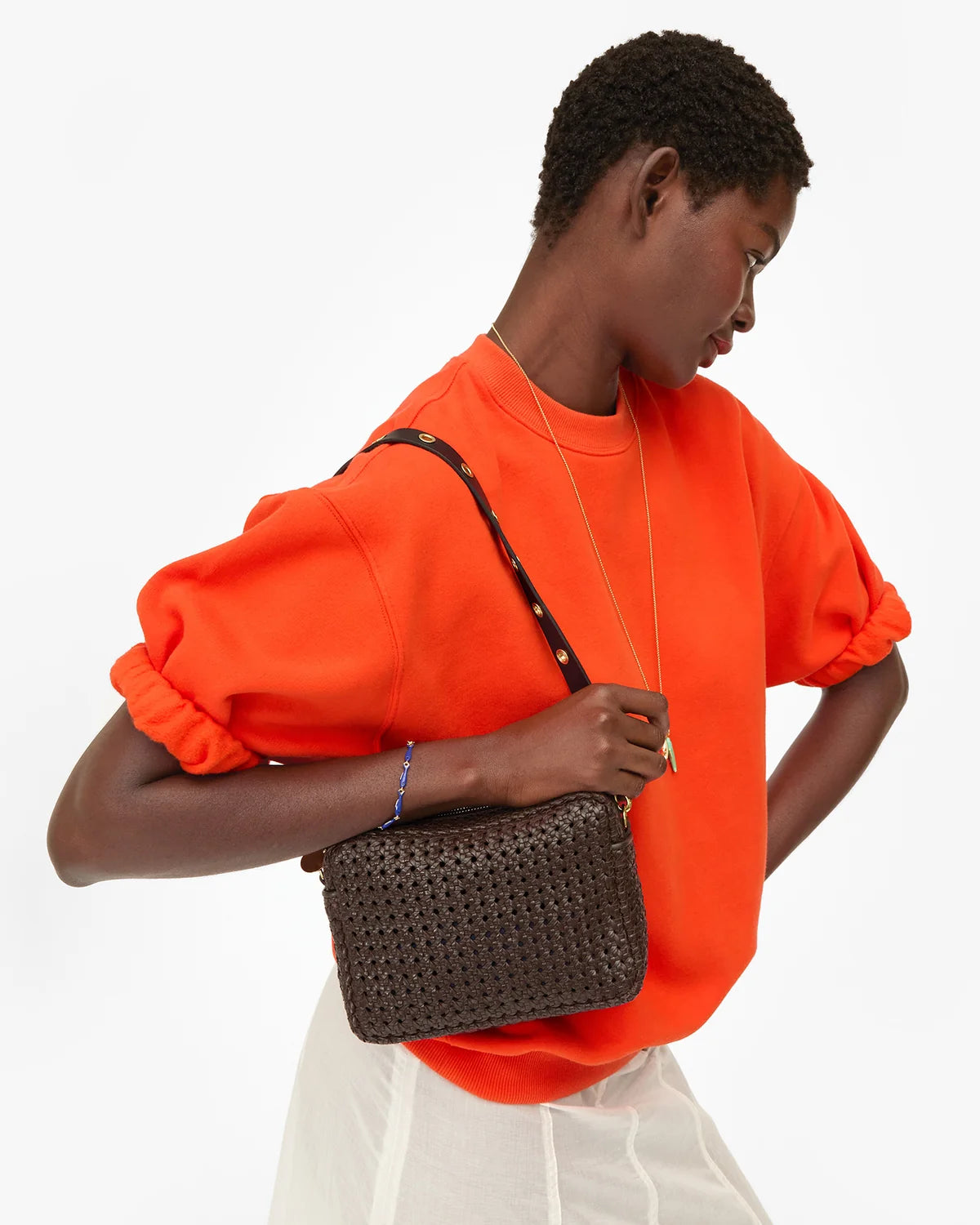 Clare V Midi Sac, Chocolate Rattan