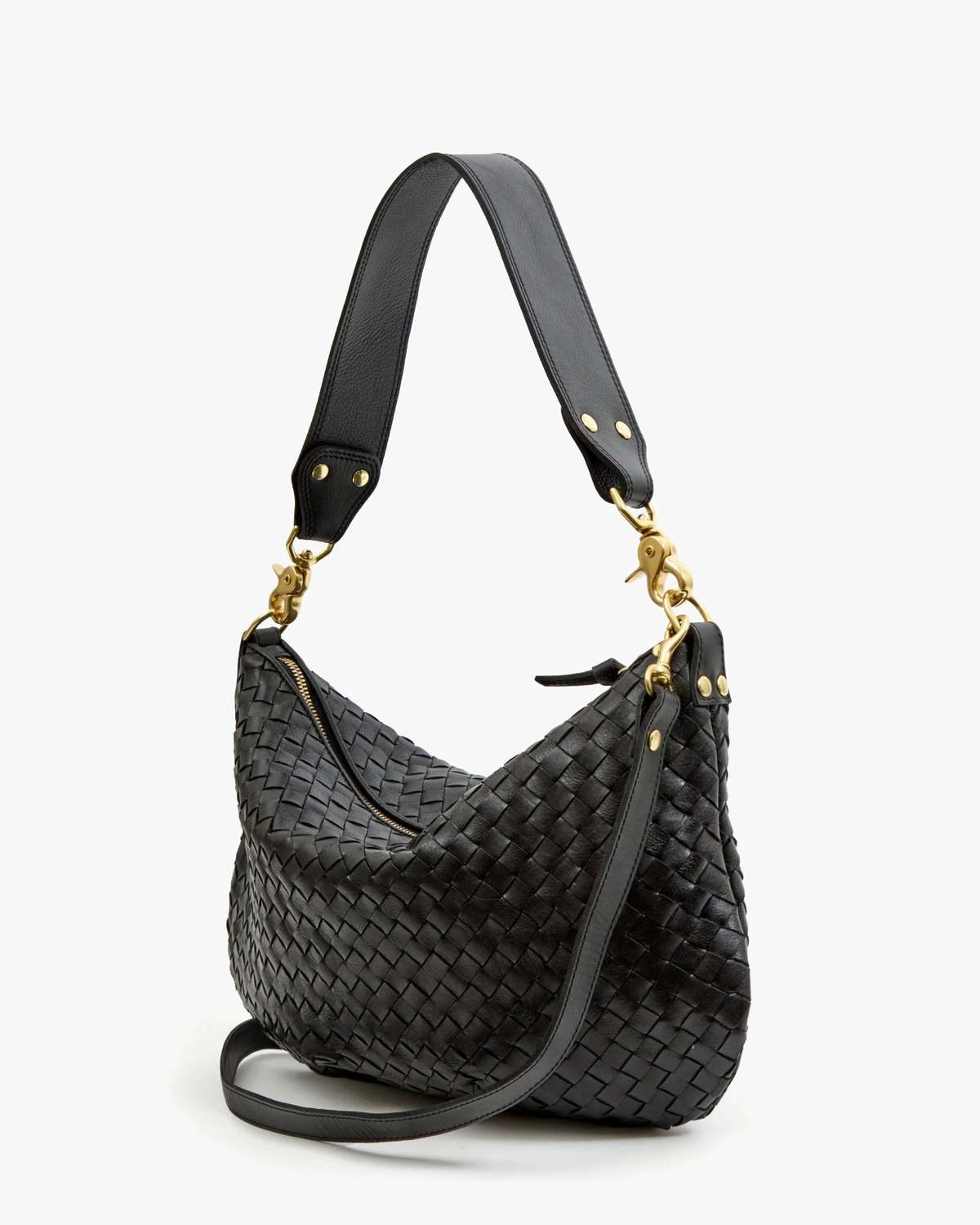 Clare V Moyen Messenger, Diagonal Woven Black