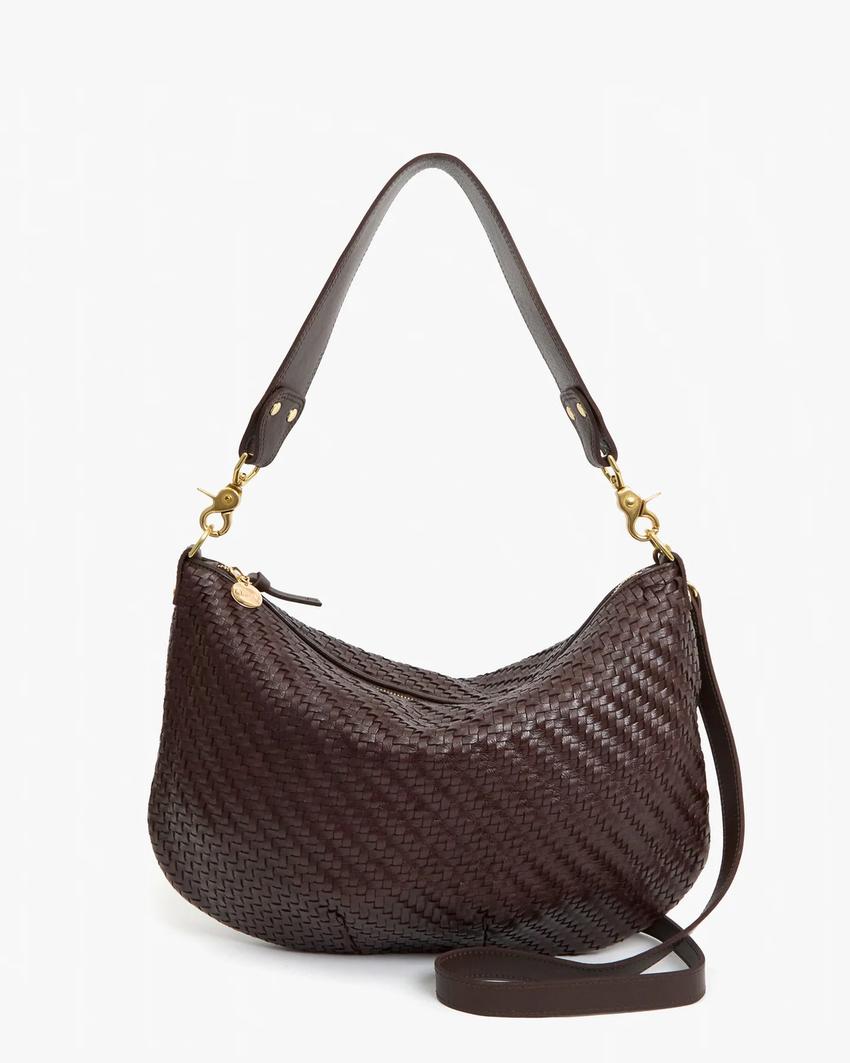 Clare V Moyen Messenger, Chocolate Woven Zig Zag