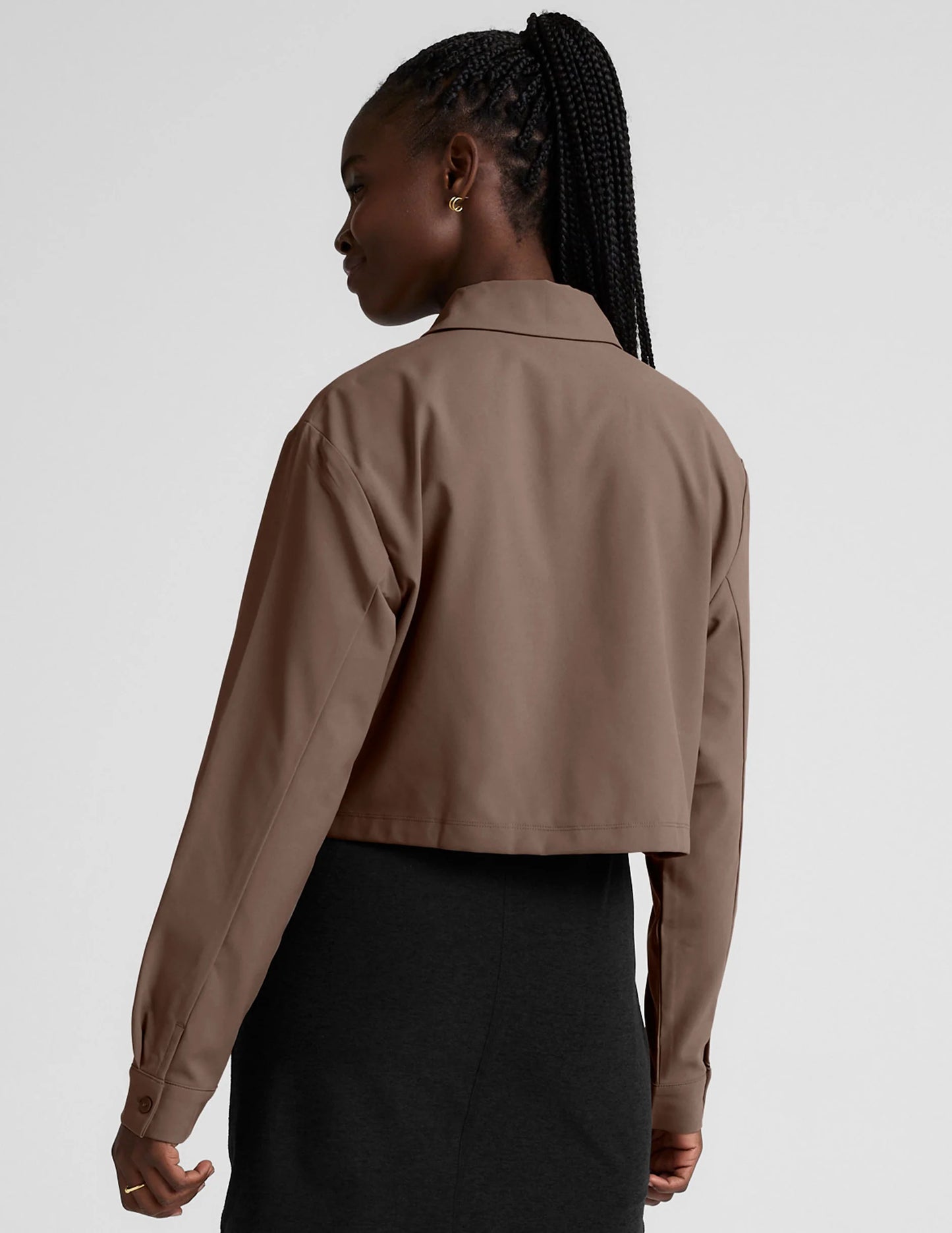 Beyond Yoga Midtown Cropped Jacket, Khaki