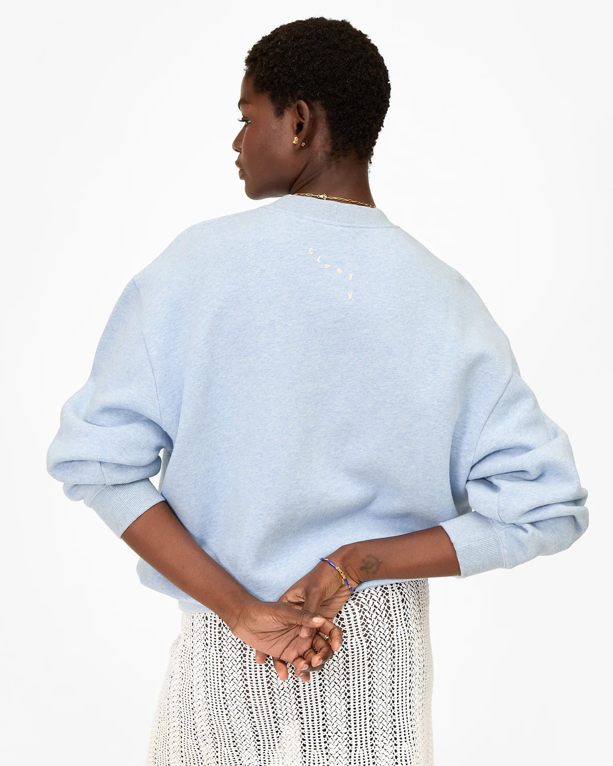 Clare V Oversized Sweatshirt Liberez Les Sardines, Heather Blue