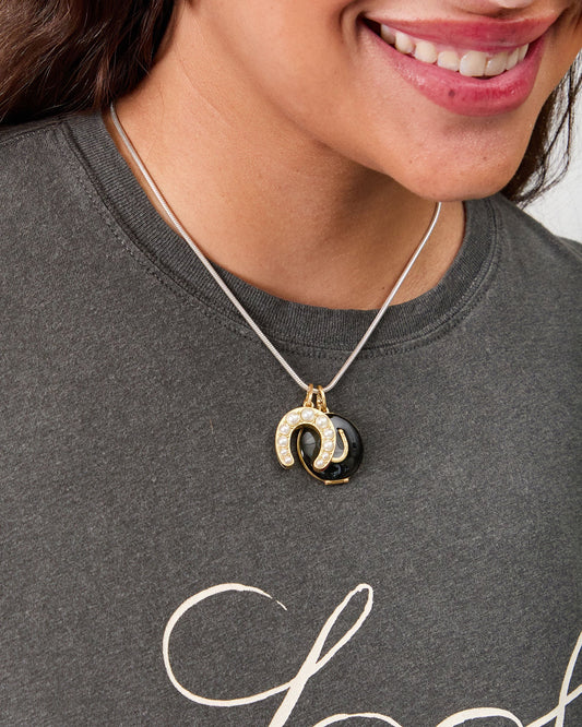Clare V Pearl Horseshoe Charm, Multi