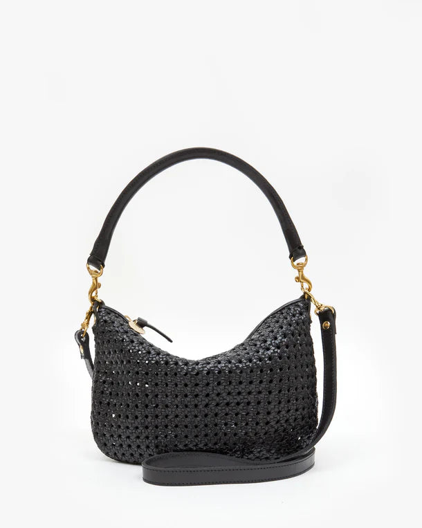 Clare V Petit Moyen Messenger, Black Rattan